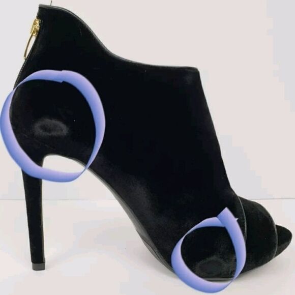 Guess Aby Faux Leather Trim Black Velvet Booties - Picture 7 of 8